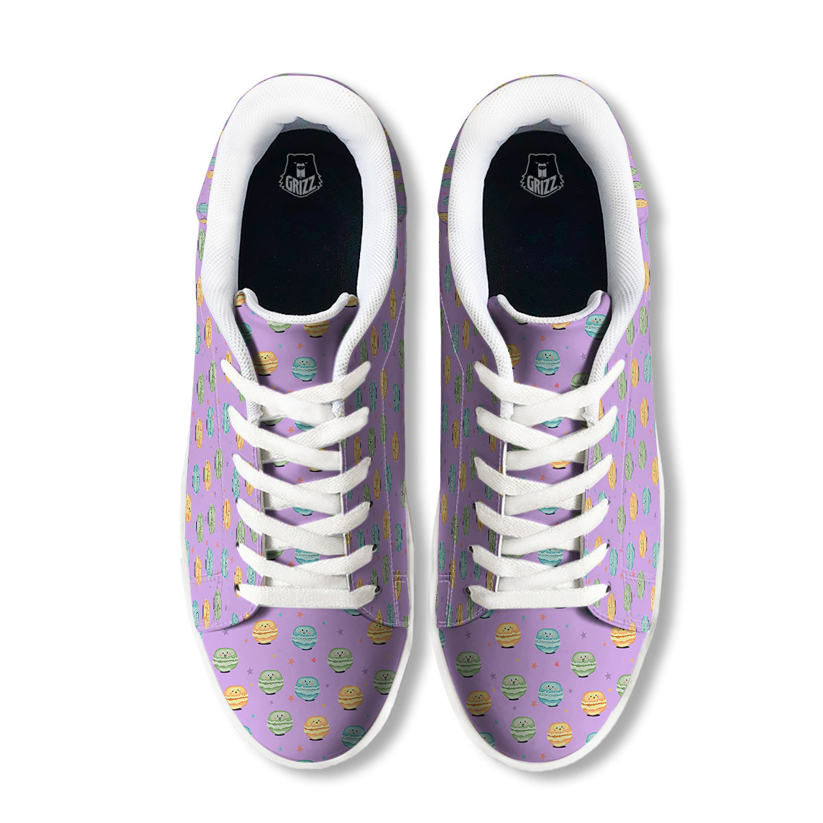 Macarons Cute Print Pattern White Low Top Sneakers-grizzshop