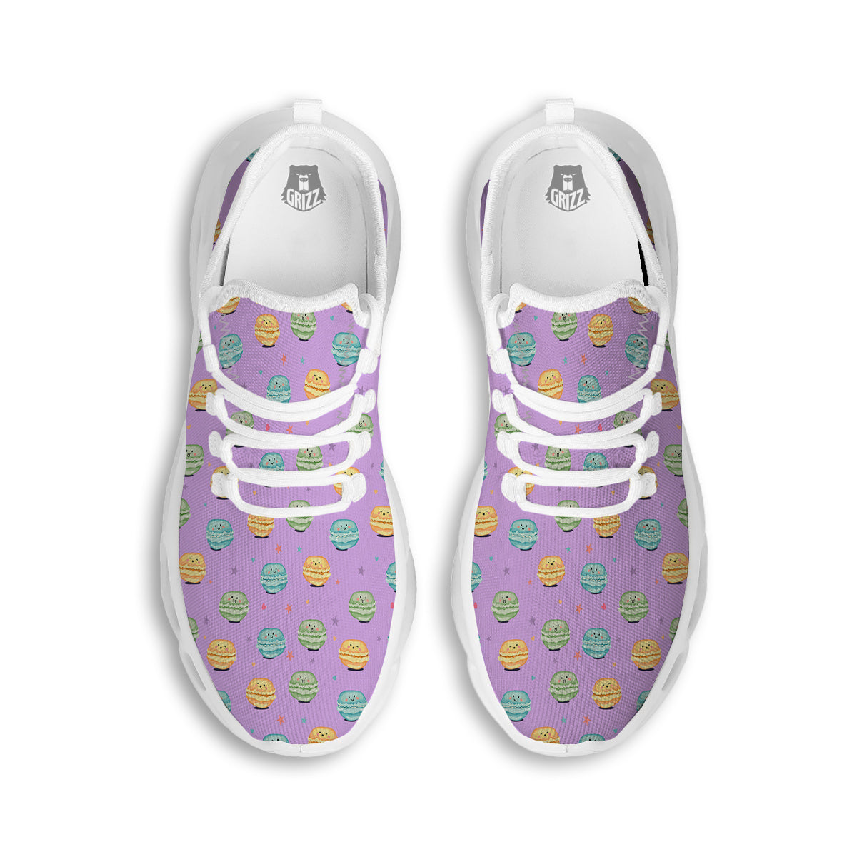 Macarons Cute Print Pattern White Running Shoes-grizzshop