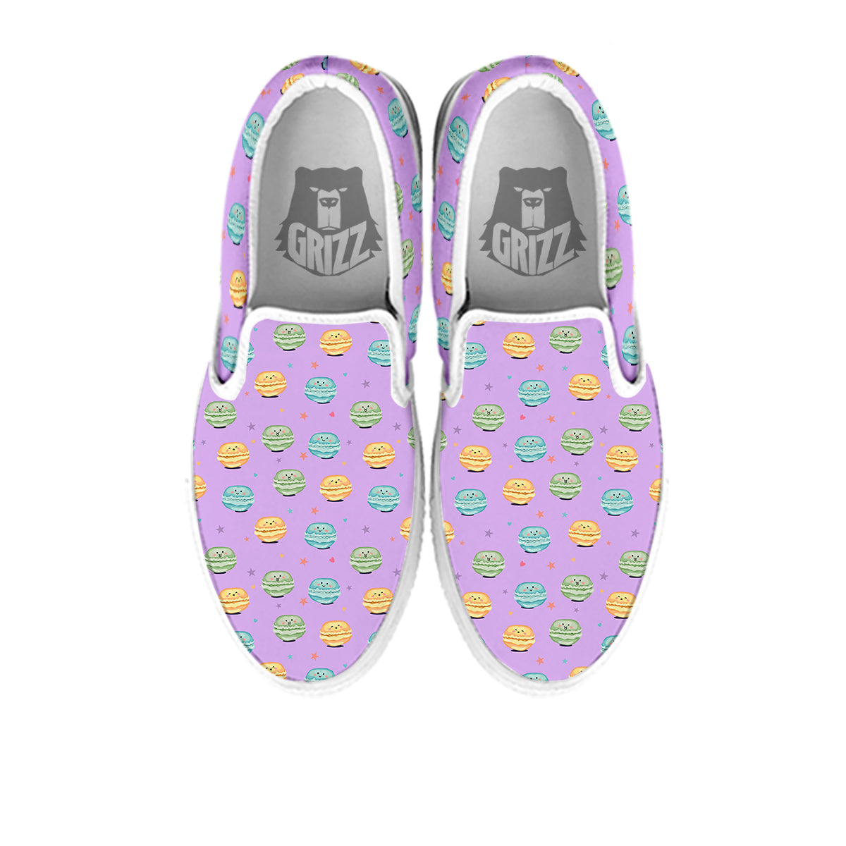 Macarons Cute Print Pattern White Slip On Shoes-grizzshop
