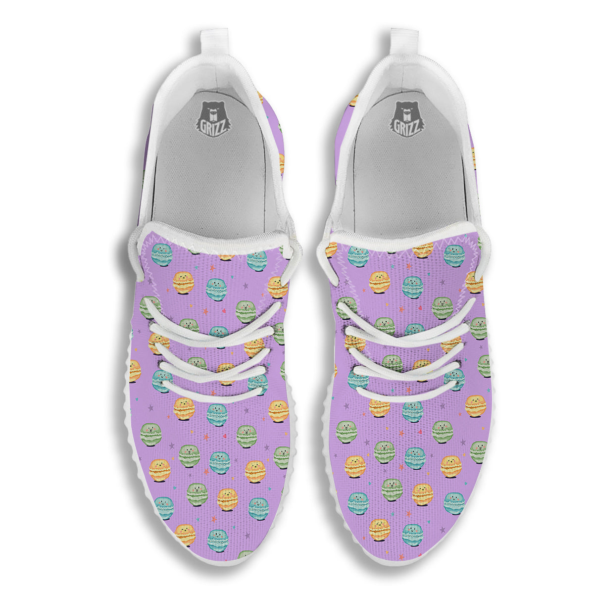Macarons Cute Print Pattern White Walking Shoes-grizzshop