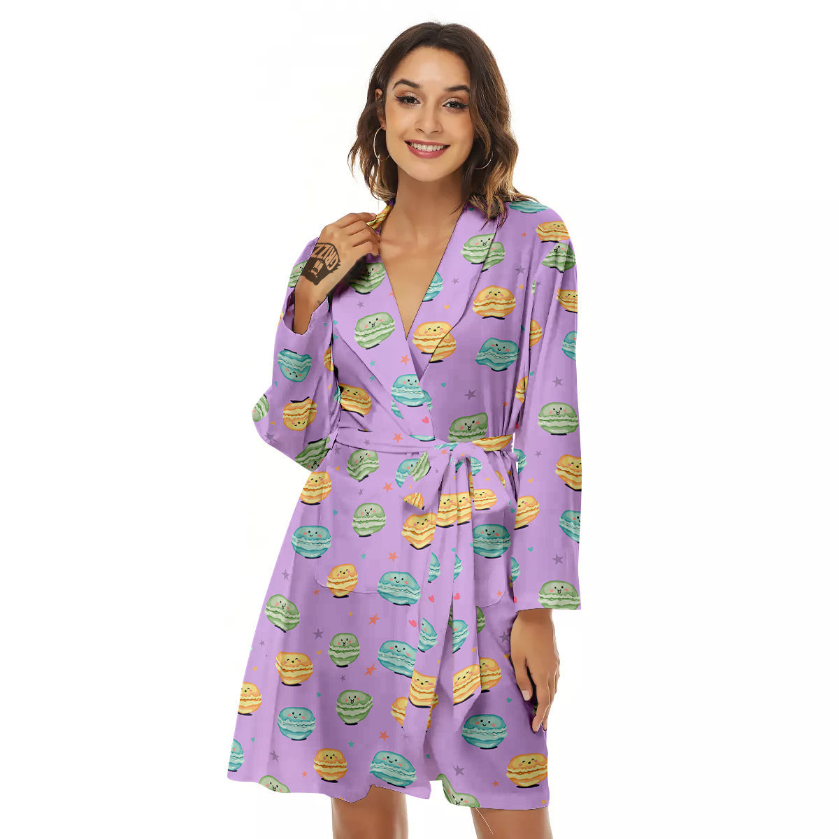 Macarons Cute Print Pattern Women's Robe-grizzshop
