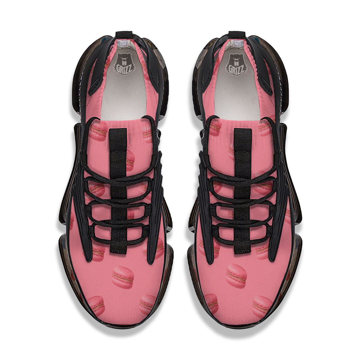Macarons Pink Print Pattern Black Gym Shoes-grizzshop