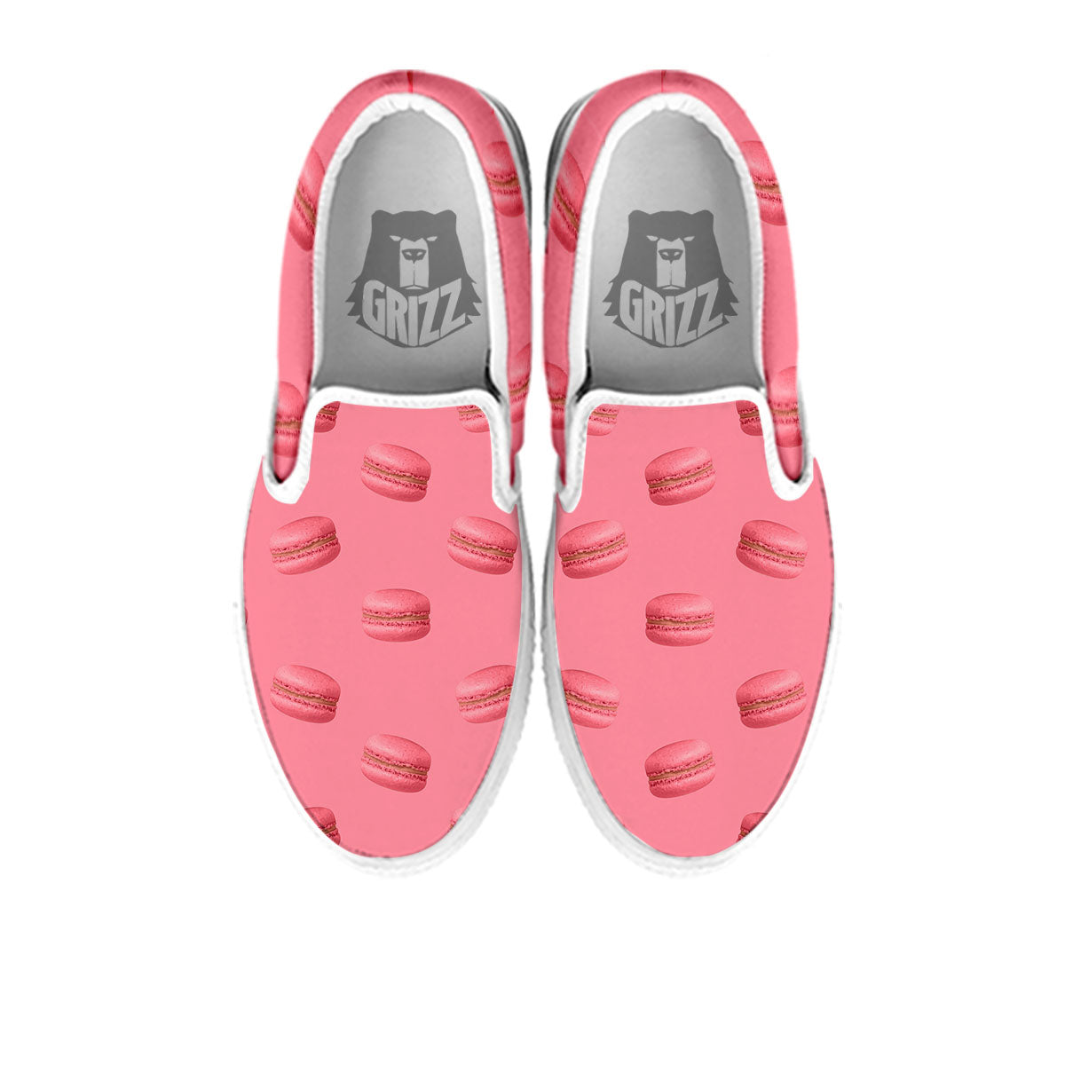 Macarons Pink Print Pattern White Slip On Shoes-grizzshop