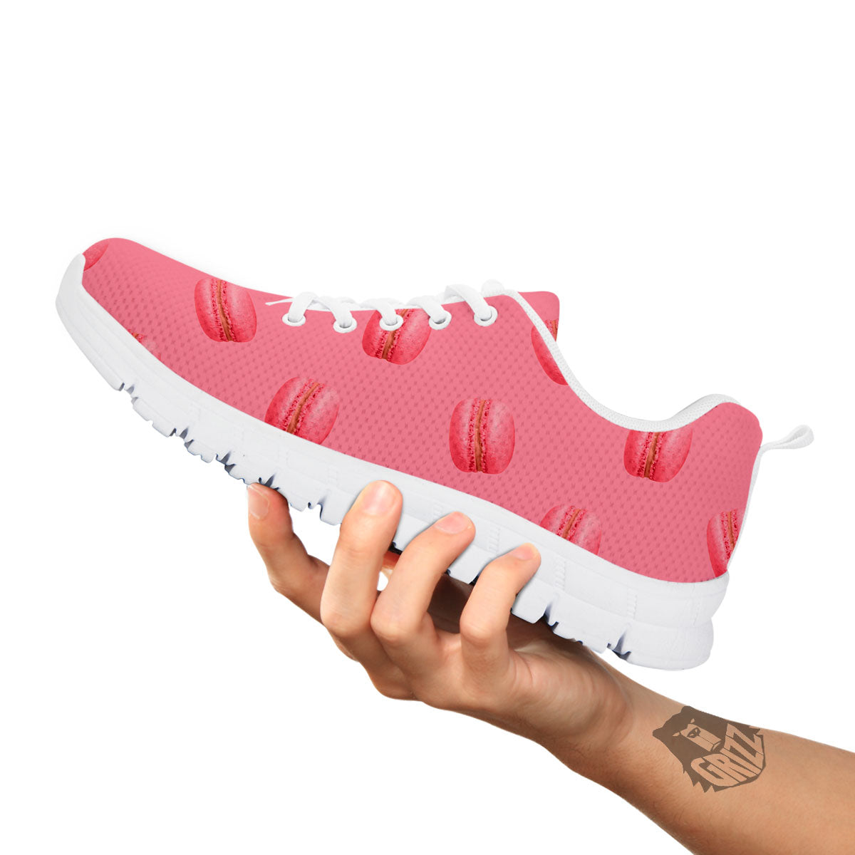 Macarons Pink Print Pattern White Sneaker-grizzshop