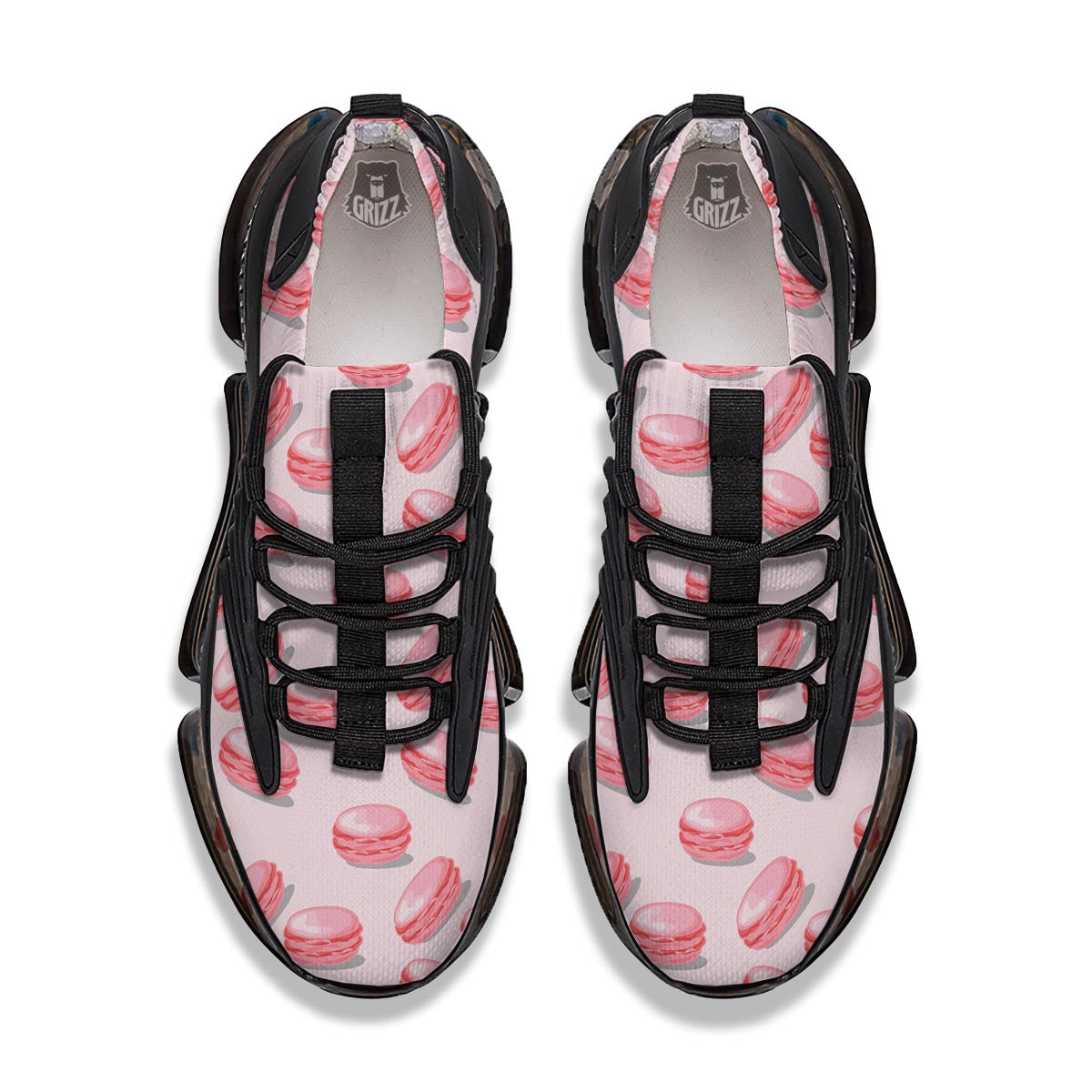 Macarons Sweet Print Pattern Black Gym Shoes-grizzshop
