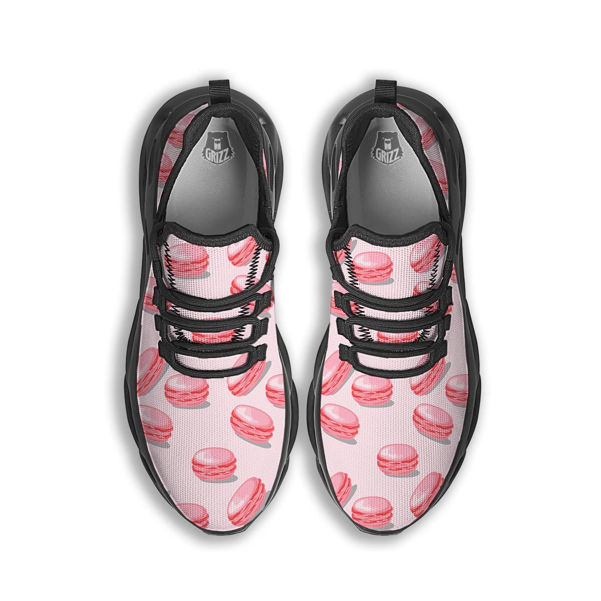 Macarons Sweet Print Pattern Black Running Shoes-grizzshop