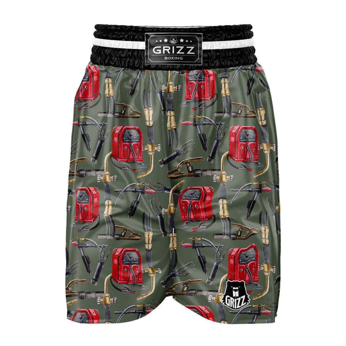 Machine Welding Print Pattern Boxing Shorts-grizzshop