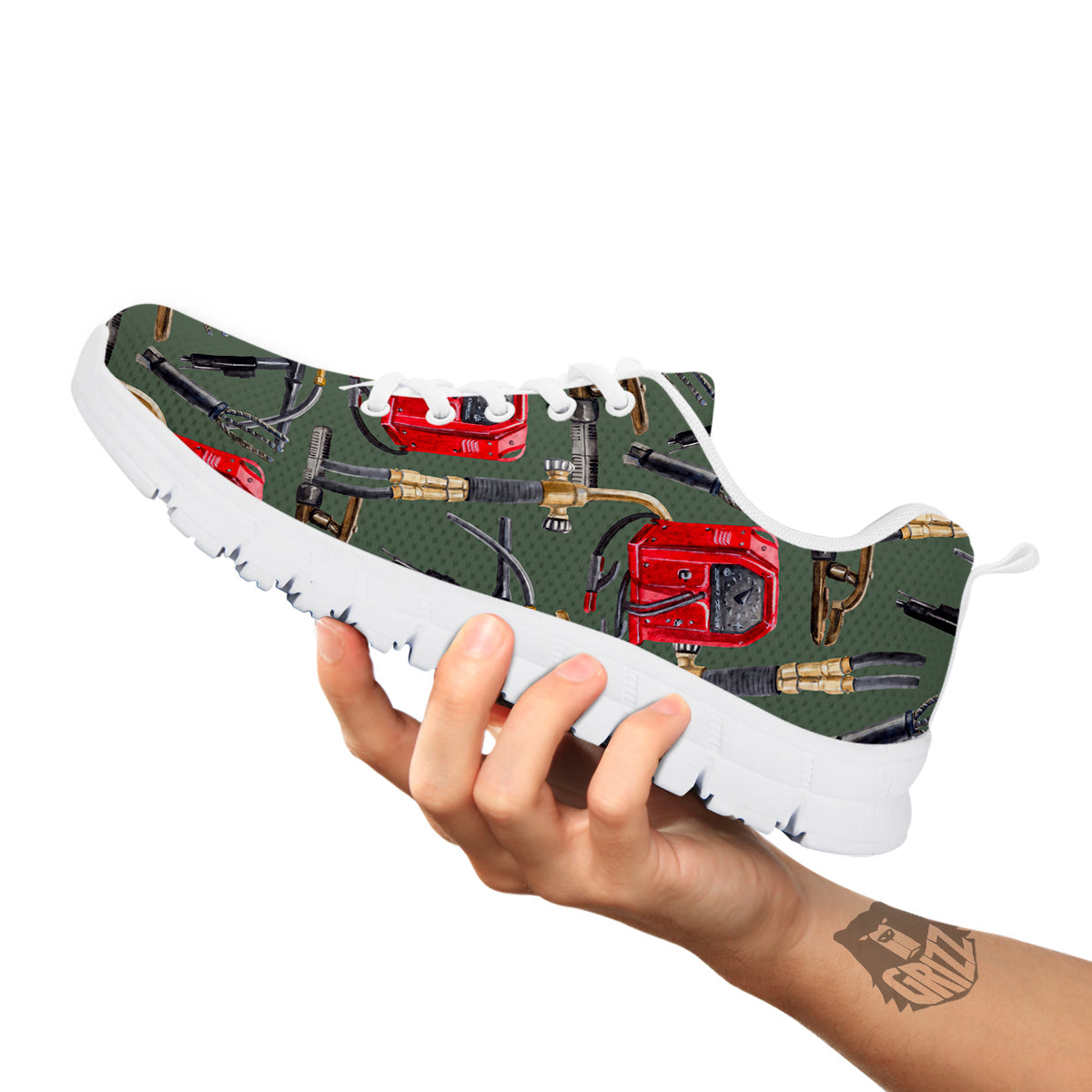 Machine Welding Print Pattern White Sneaker-grizzshop