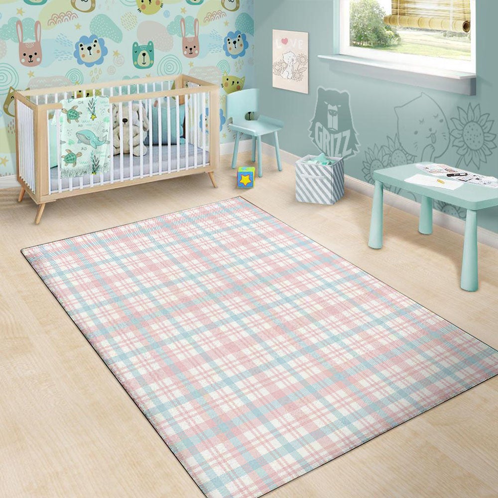 Madras Pastel Print Pattern Floor Mat-grizzshop