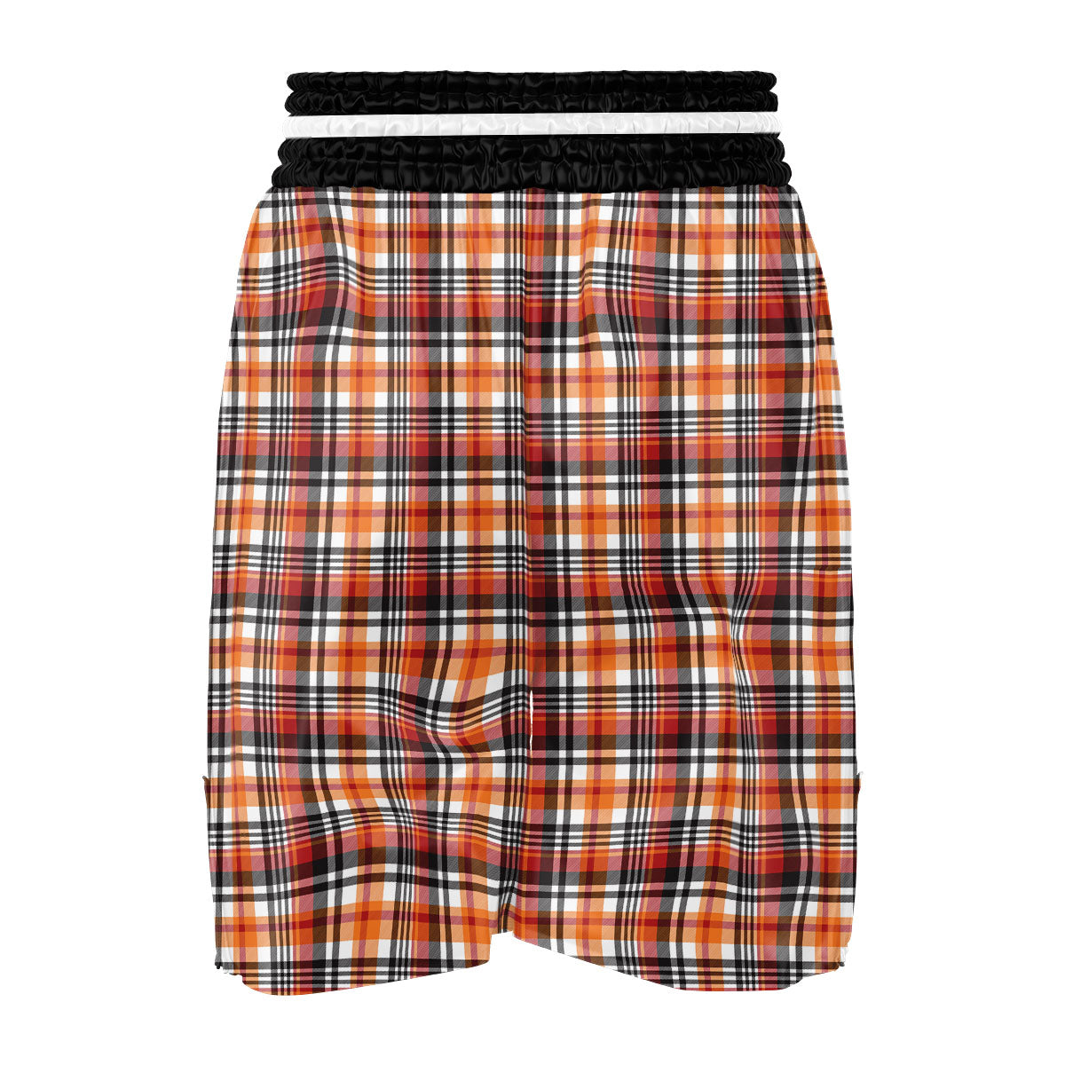 Madras Plaid Black And Orange Print Pattern Boxing Shorts-grizzshop