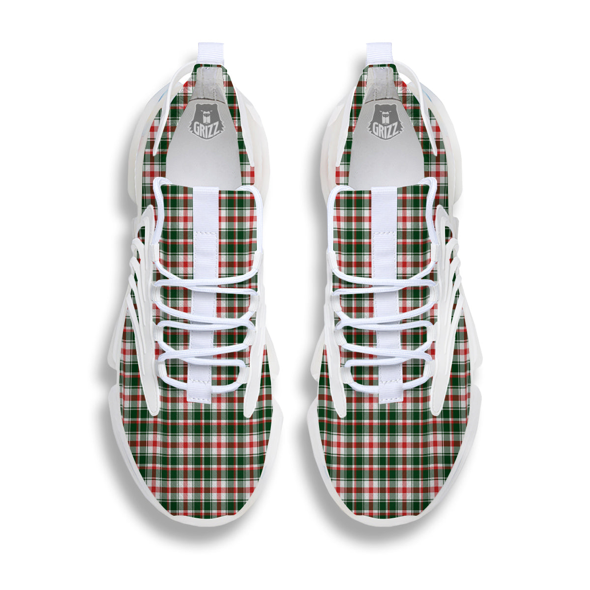 Madras Plaid Christmas Print White Gym Shoes-grizzshop