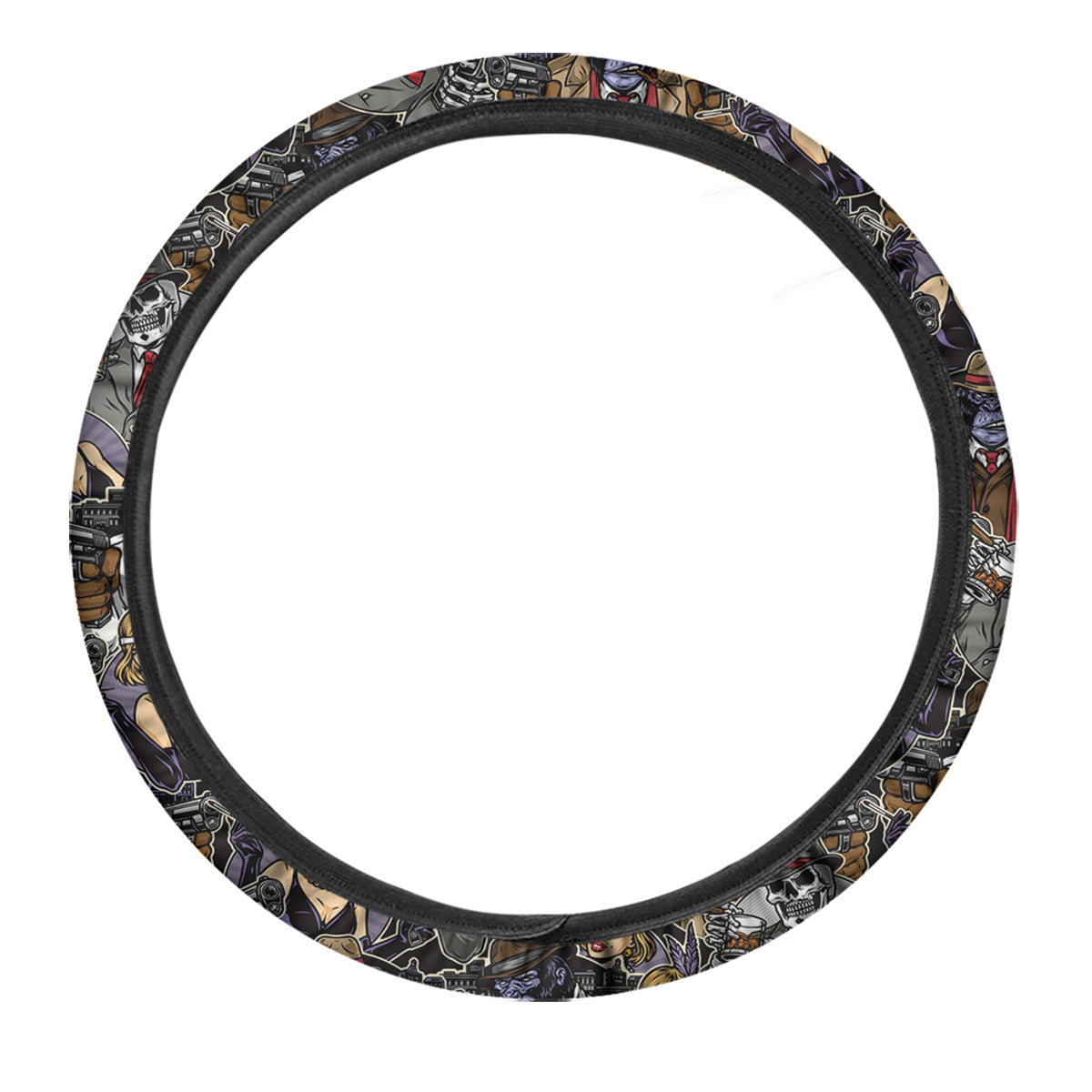Mafia And Gangsters Print Pattern Car Steering Wheel Cover-grizzshop