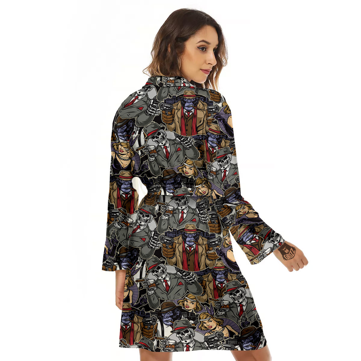 Mafia And Gangsters Print Pattern Women's Robe-grizzshop