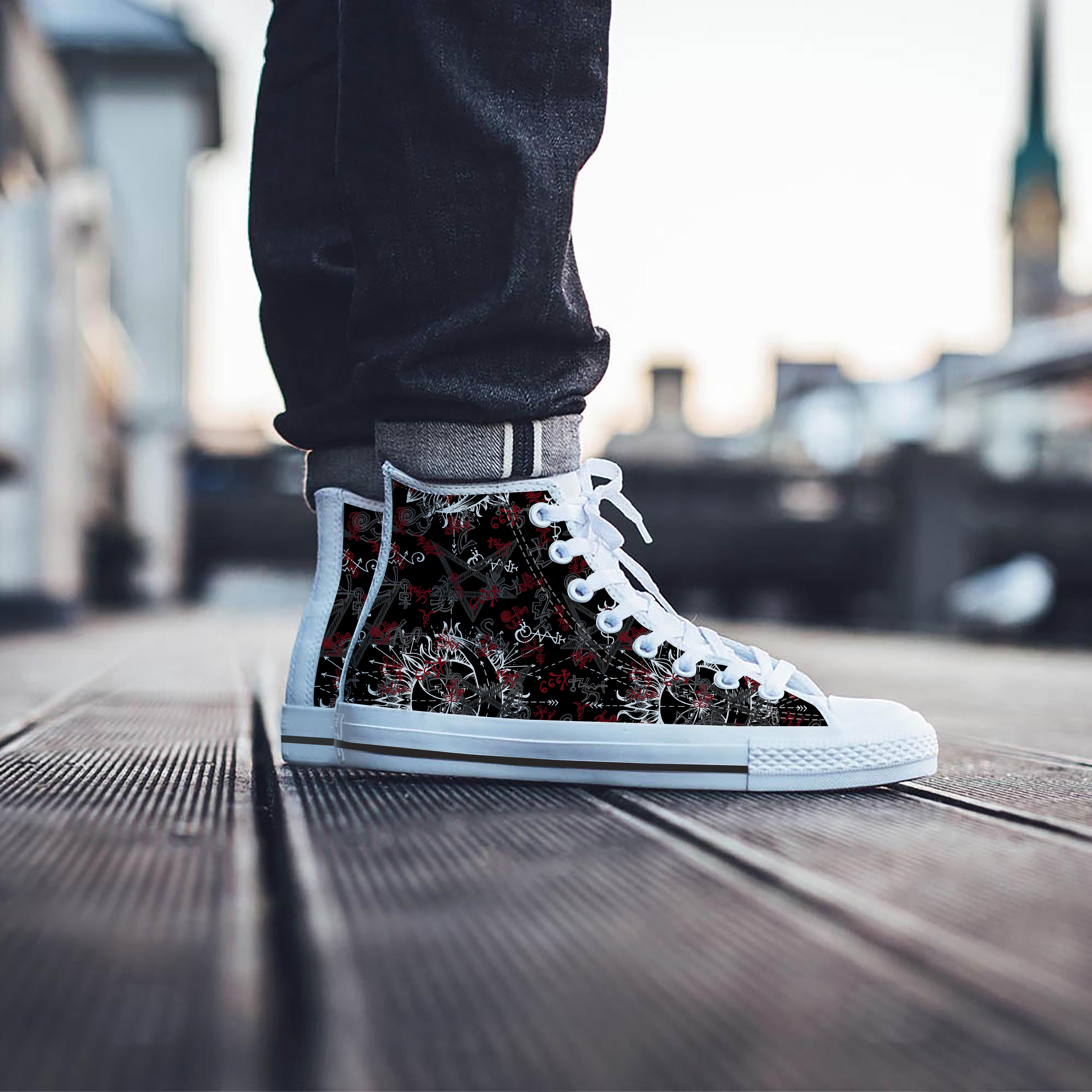 Magic Gothic Witch Men's High Top Shoes-grizzshop