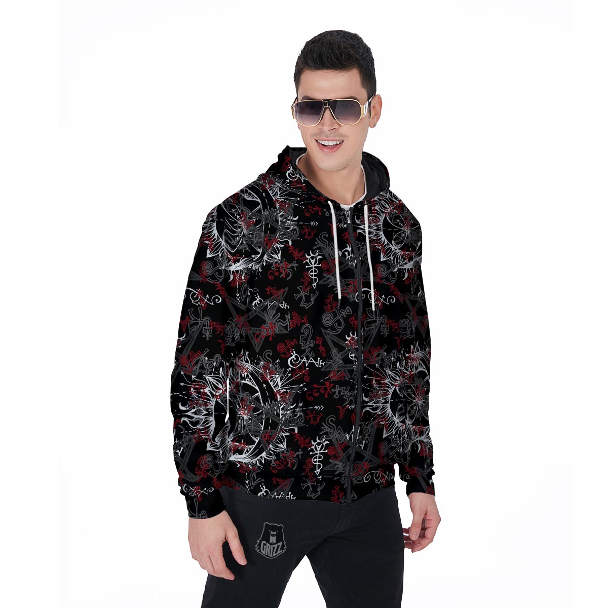 Magic Gothic Witch Men's Zip Up Hoodie-grizzshop