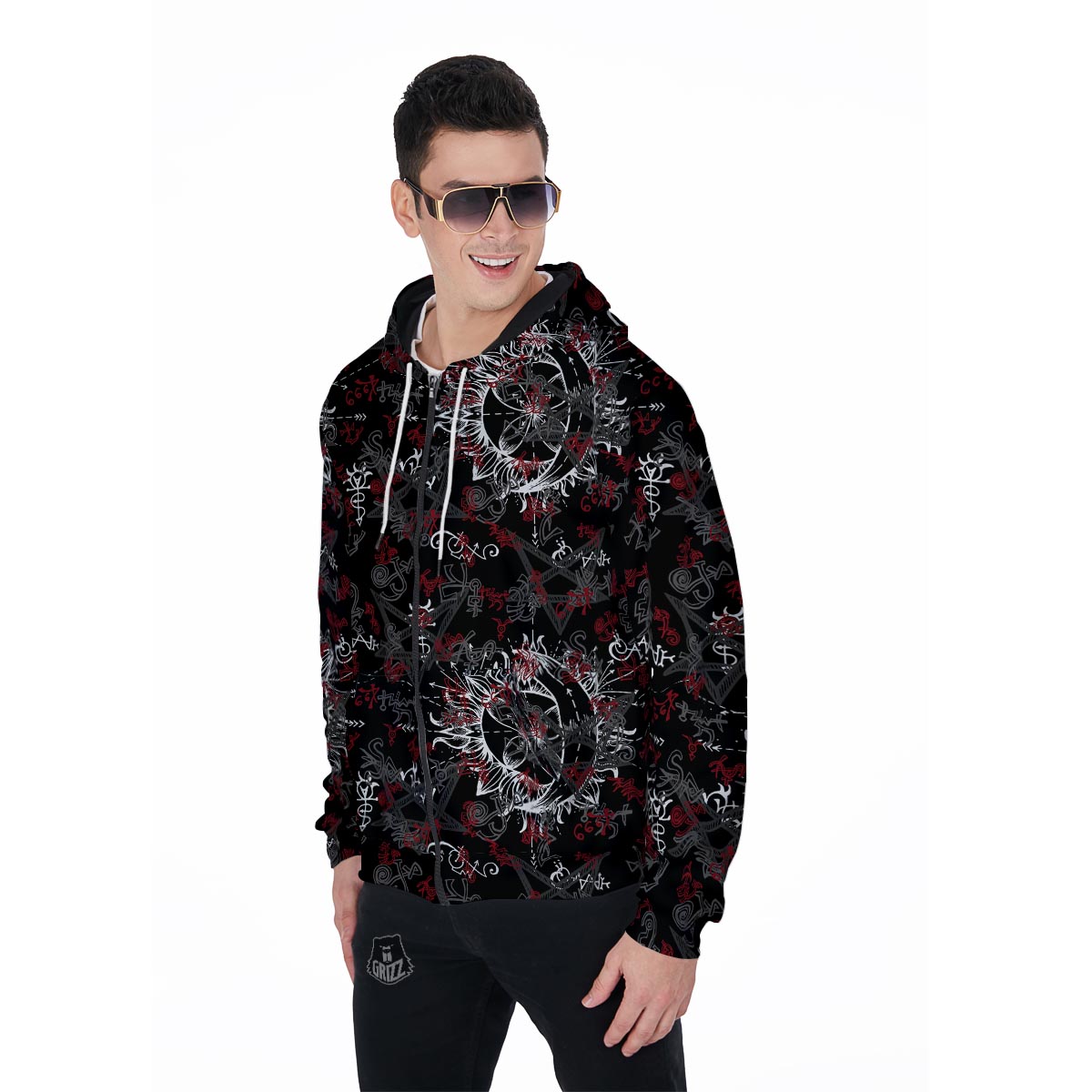 Magic Gothic Witch Men's Zip Up Hoodie-grizzshop