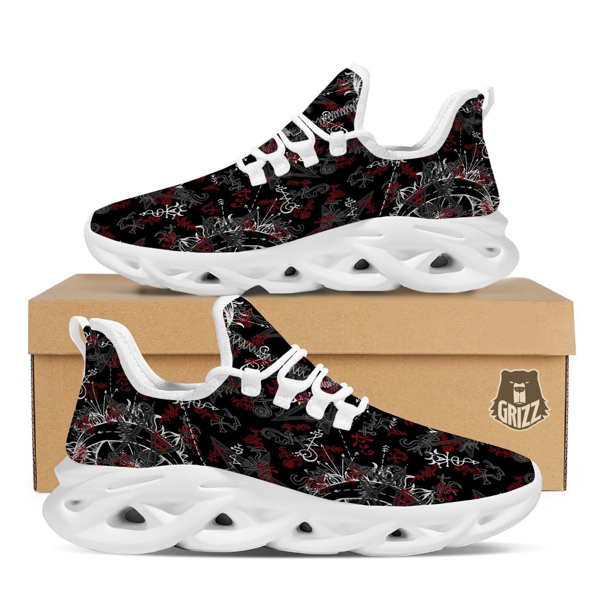 Magic Gothic Witch White Running Shoes-grizzshop