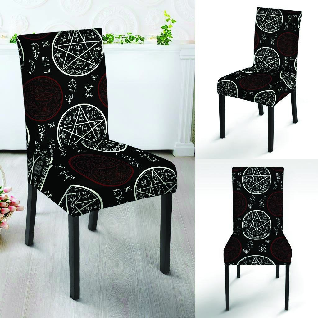 Magic Pentagram Gothic Witch Chair Cover-grizzshop