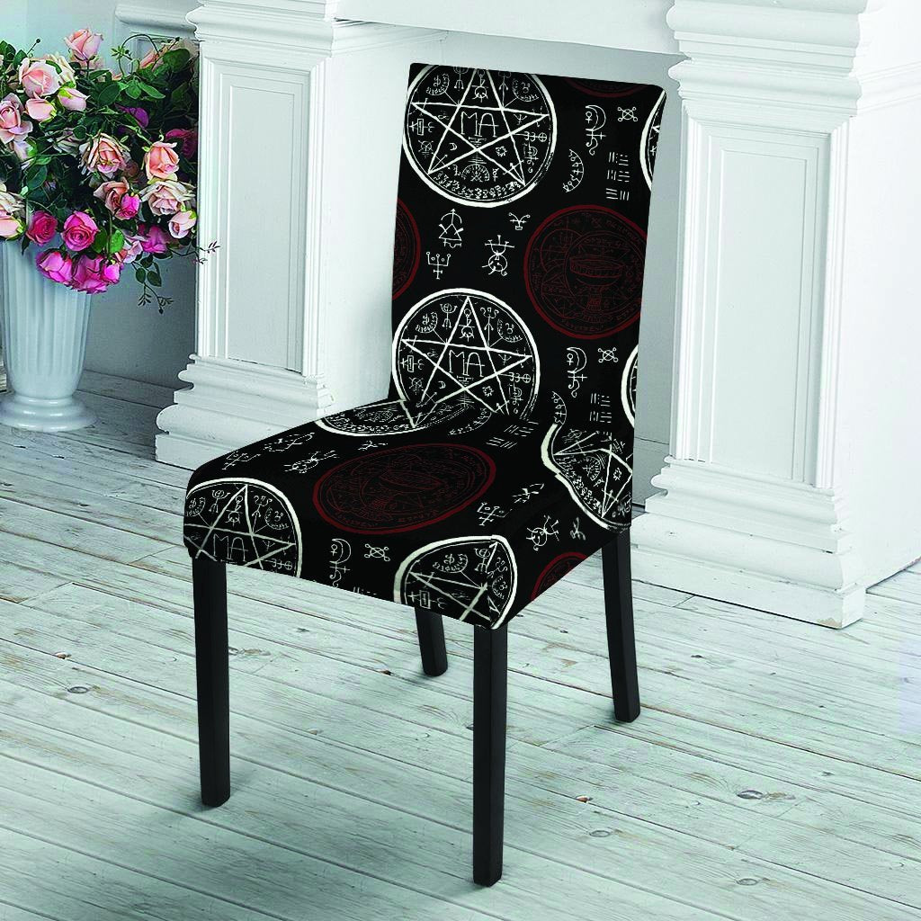 Magic Pentagram Gothic Witch Chair Cover-grizzshop