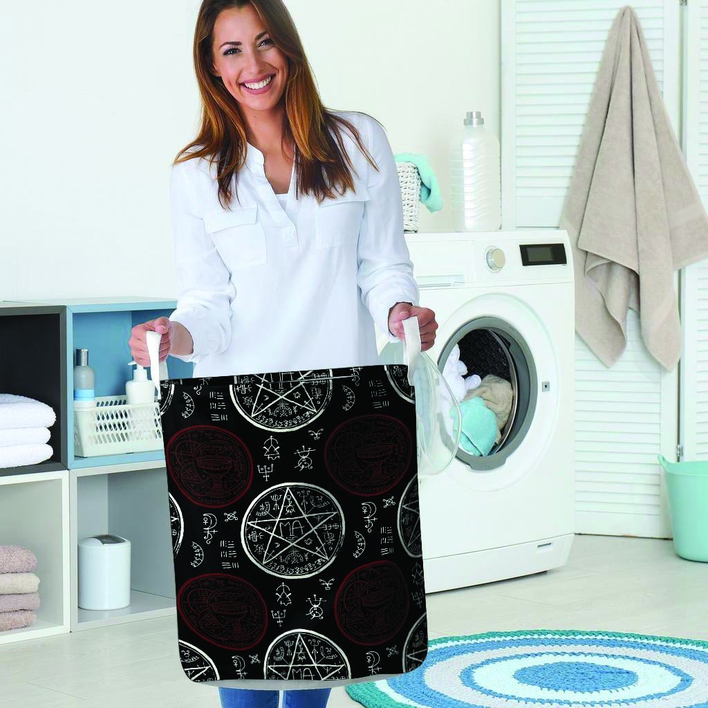 Magic Pentagram Gothic Witch Laundry Basket-grizzshop