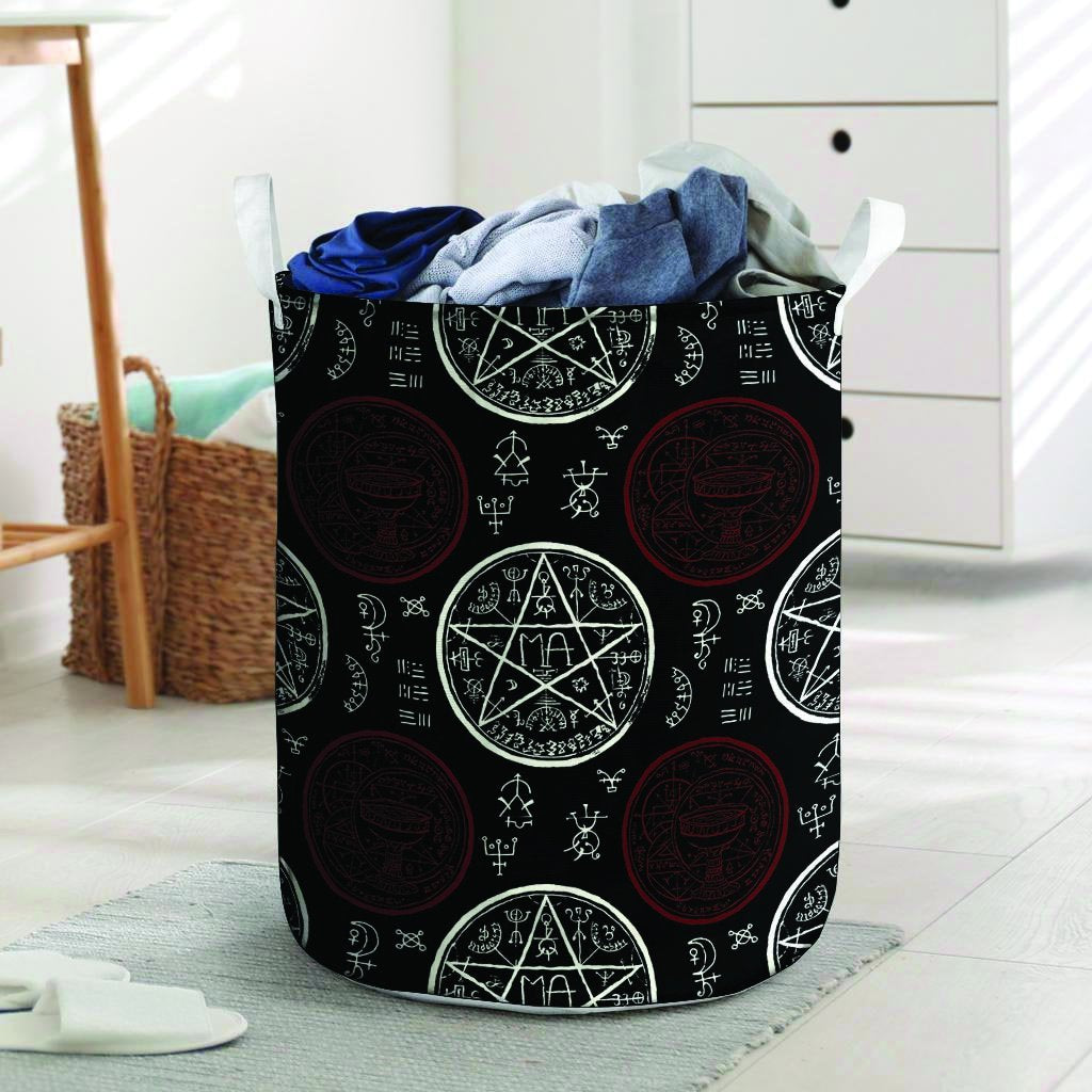 Magic Pentagram Gothic Witch Laundry Basket-grizzshop