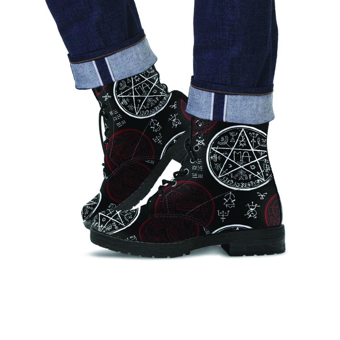 Magic Pentagram Gothic Witch Men's Boots-grizzshop