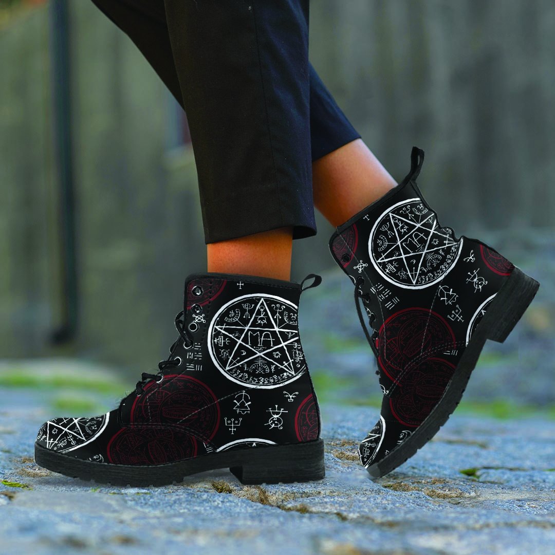 Magic Pentagram Gothic Witch Men's Boots-grizzshop