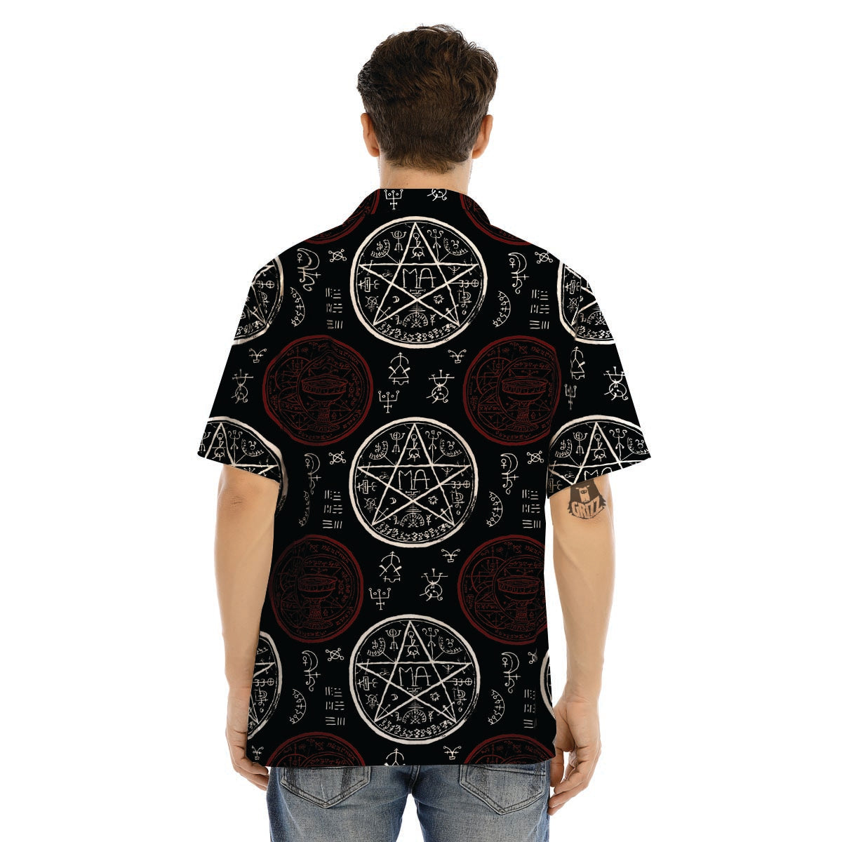 Magic Pentagram Gothic Witch Men’s Hawaiian Shirt-grizzshop