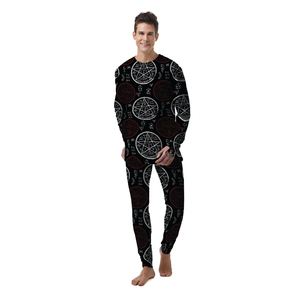 Magic Pentagram Gothic Witch Men's Pajamas-grizzshop
