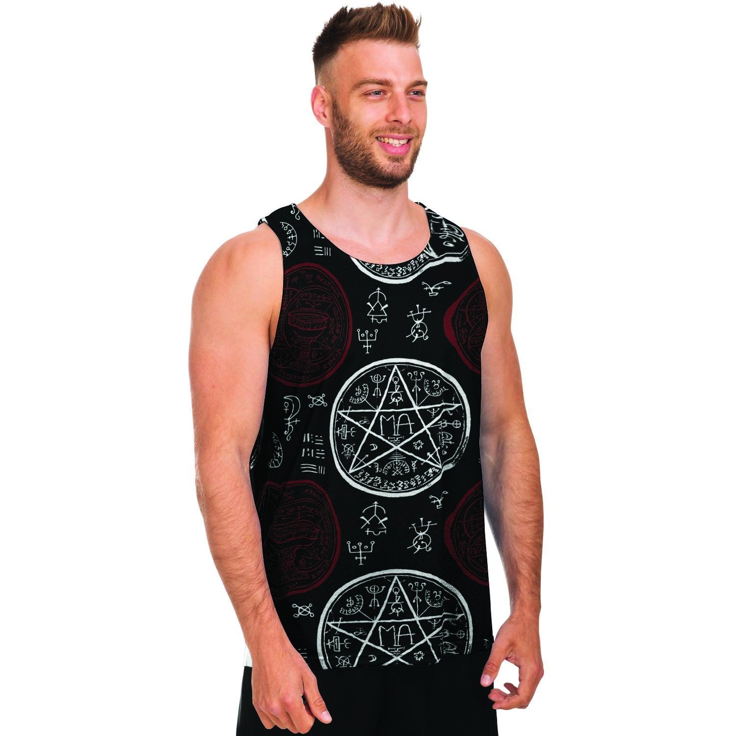 Magic Pentagram Gothic Witch Men's Tank Tops-grizzshop