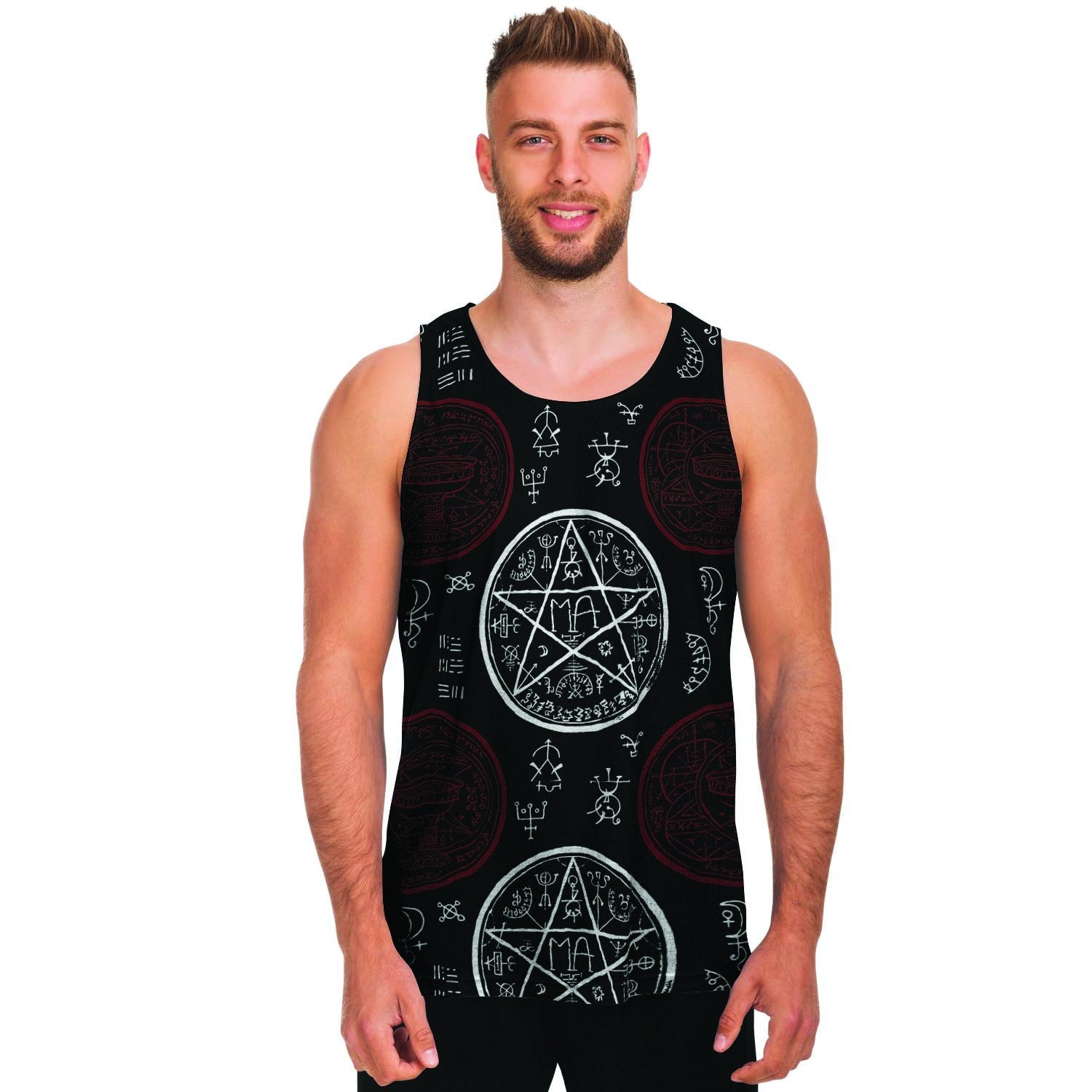 Magic Pentagram Gothic Witch Men's Tank Tops-grizzshop