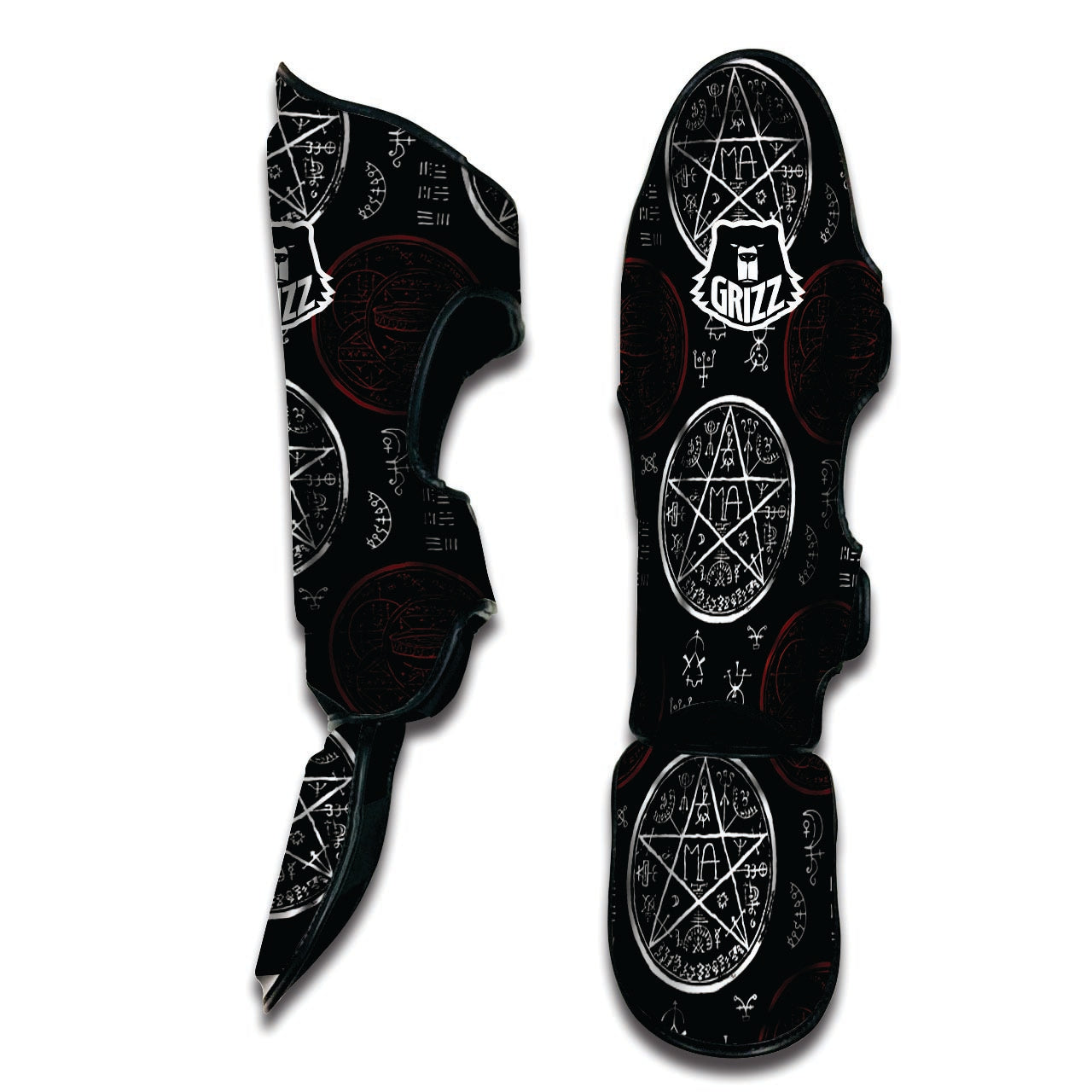 Magic Pentagram Gothic Witch Muay Thai Shin Guard-grizzshop
