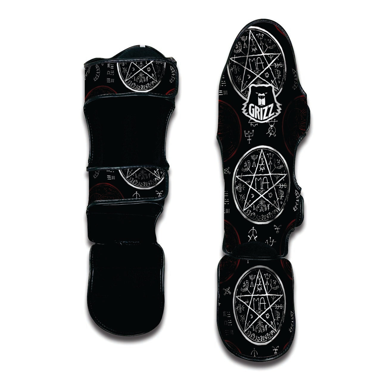 Magic Pentagram Gothic Witch Muay Thai Shin Guard-grizzshop