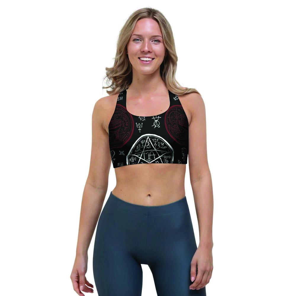 Magic Pentagram Gothic Witch Sports Bra-grizzshop