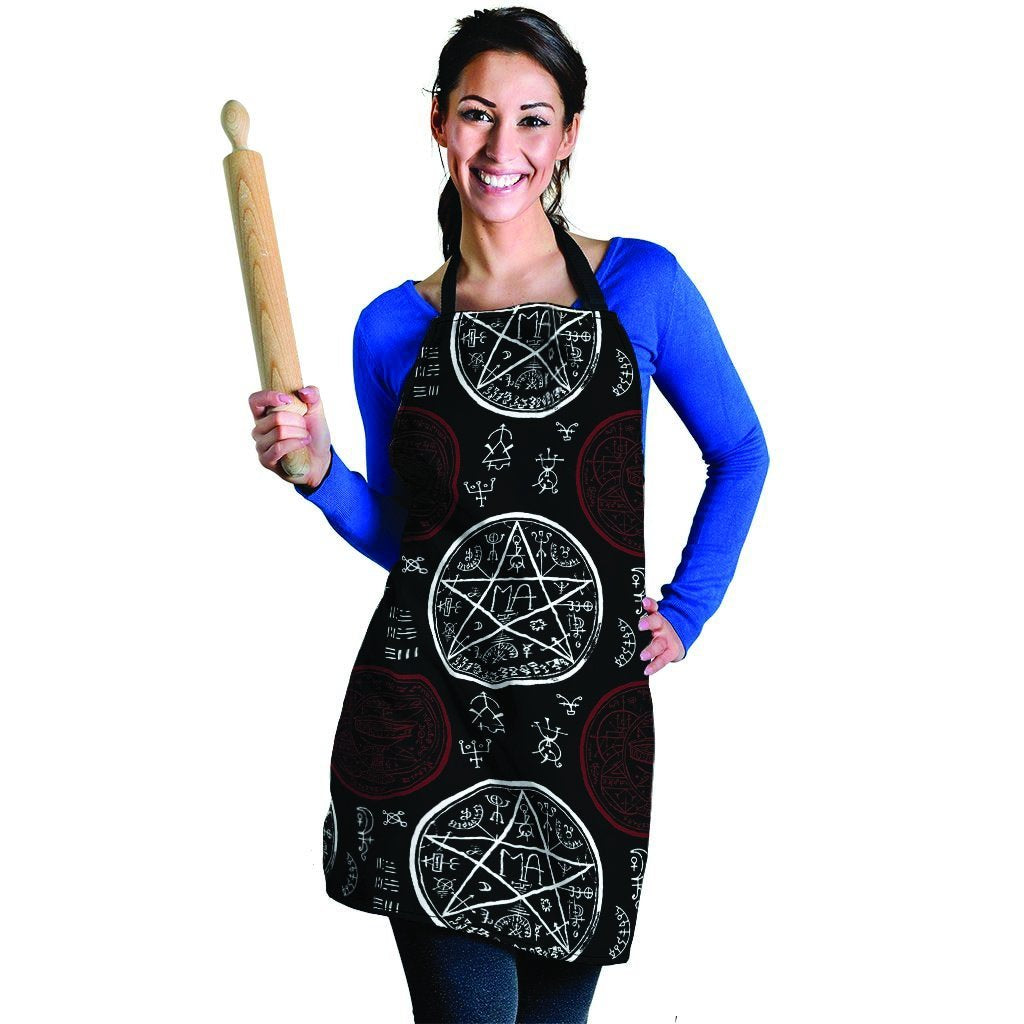 Magic Pentagram Gothic Witch Women's Apron-grizzshop