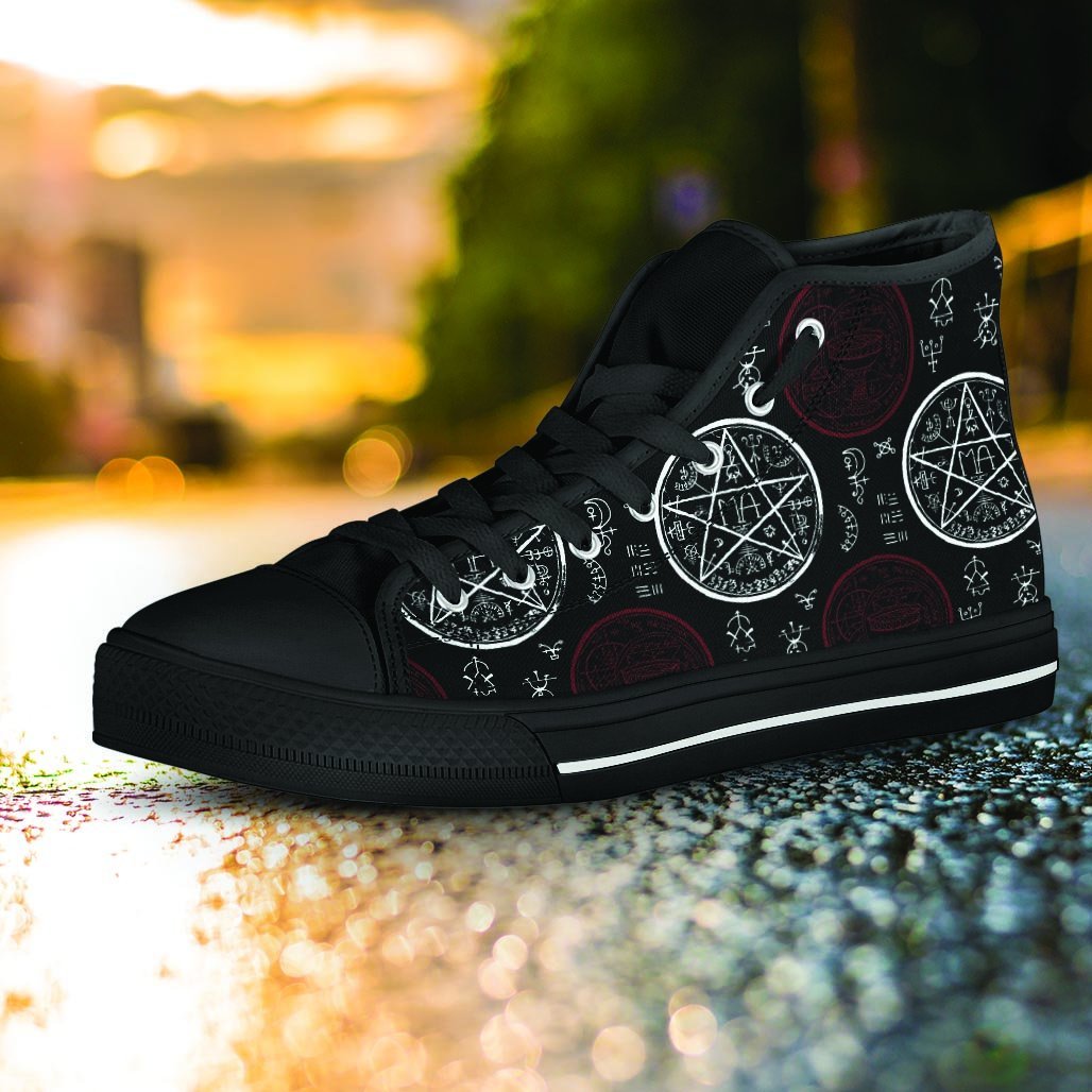 Magic Pentagram Gothic Witch Women's High Top Shoes-grizzshop