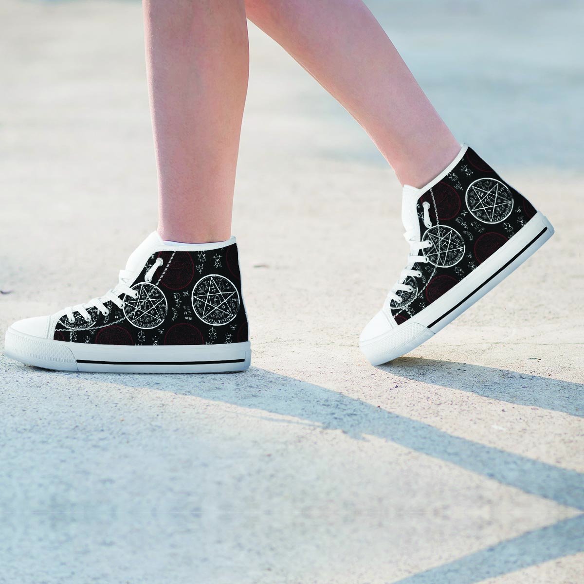Magic Pentagram Gothic Witch Women's High Top Shoes-grizzshop