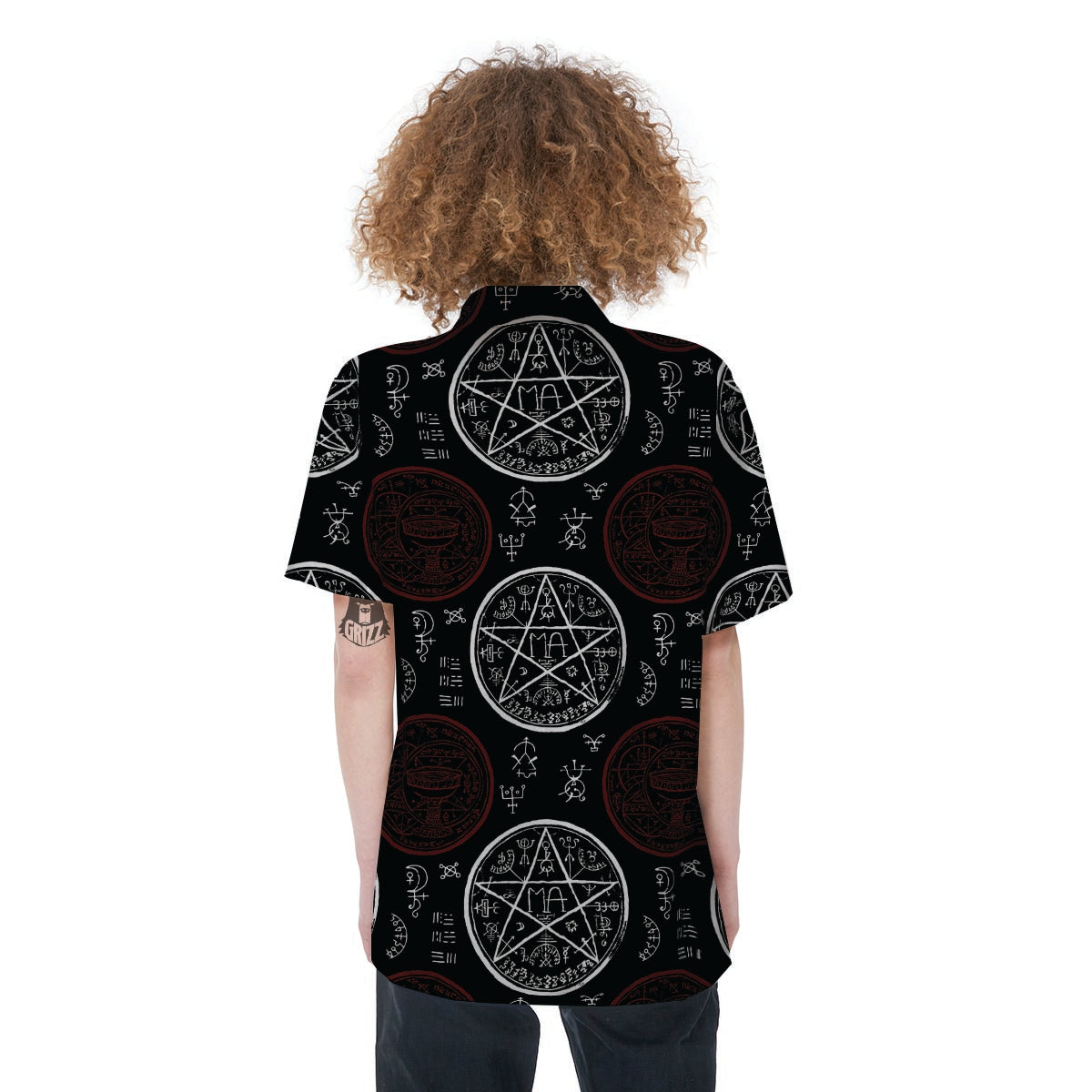 Magic Pentagram Gothic Witch Women's Short Sleeve Shirts-grizzshop