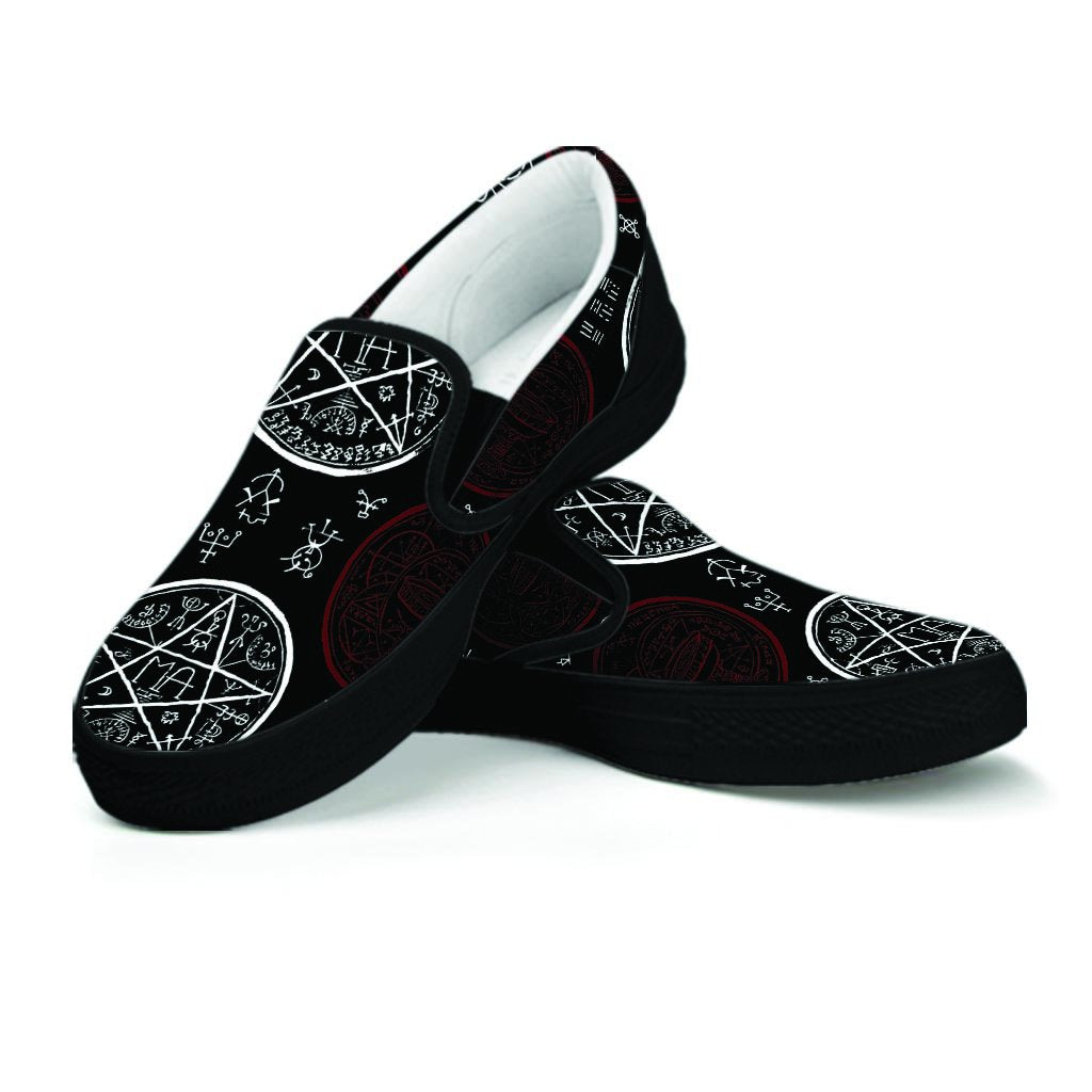 Magic Pentagram Gothic Witch Women's Slip On Sneakers-grizzshop