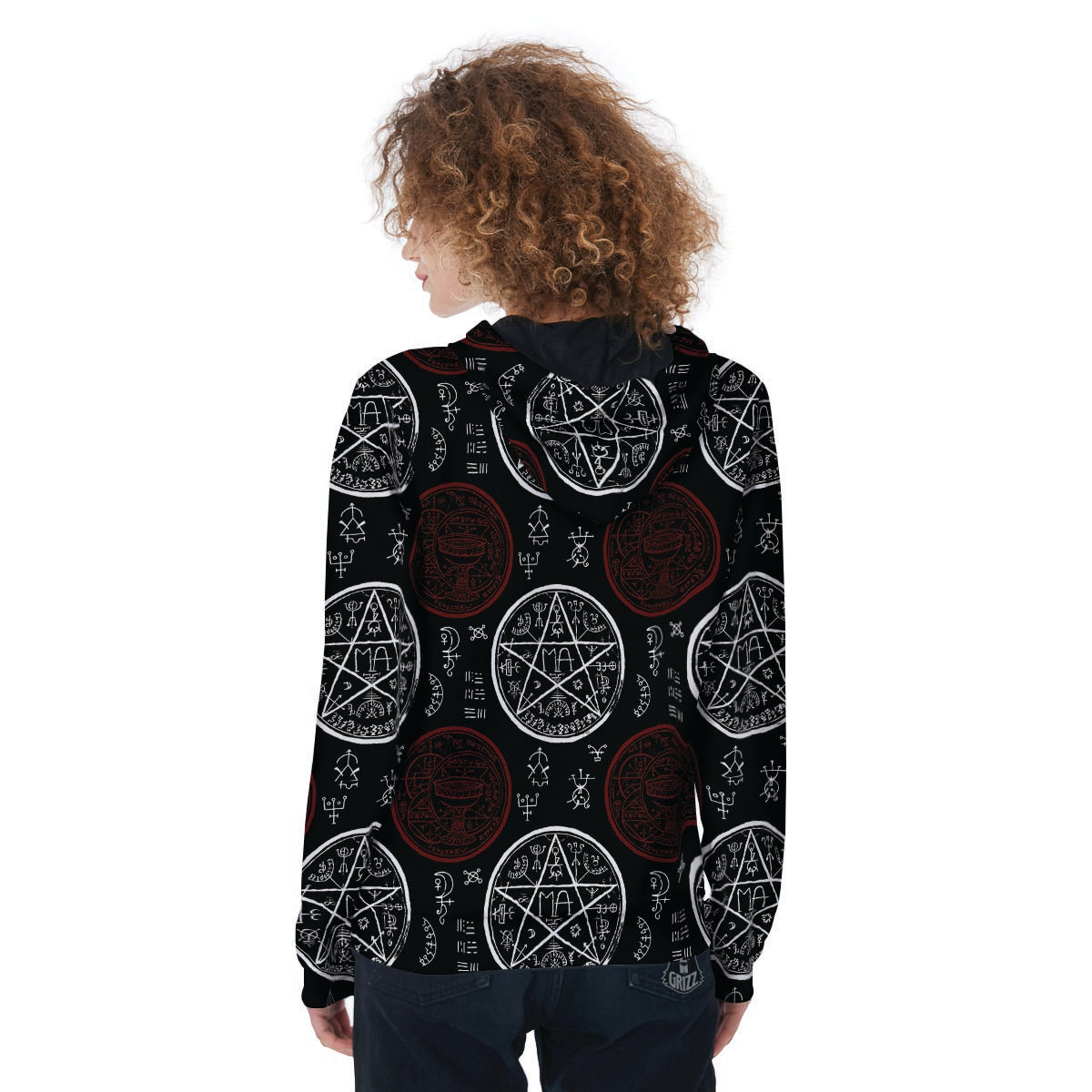 Magic Pentagram Gothic Witch Women's Zip Up Hoodie-grizzshop