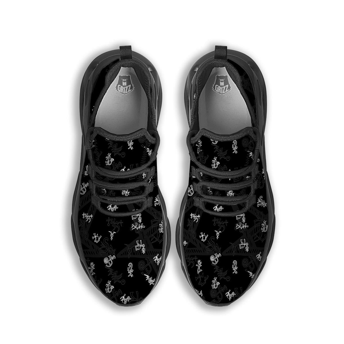 Magic Symbol Gothic Witch Black Running Shoes-grizzshop