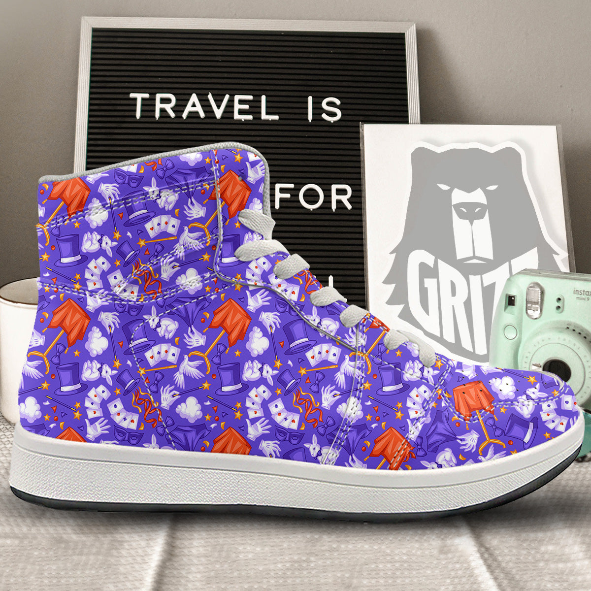 Magician Purple Show Print Pattern High Top Sneakers-grizzshop
