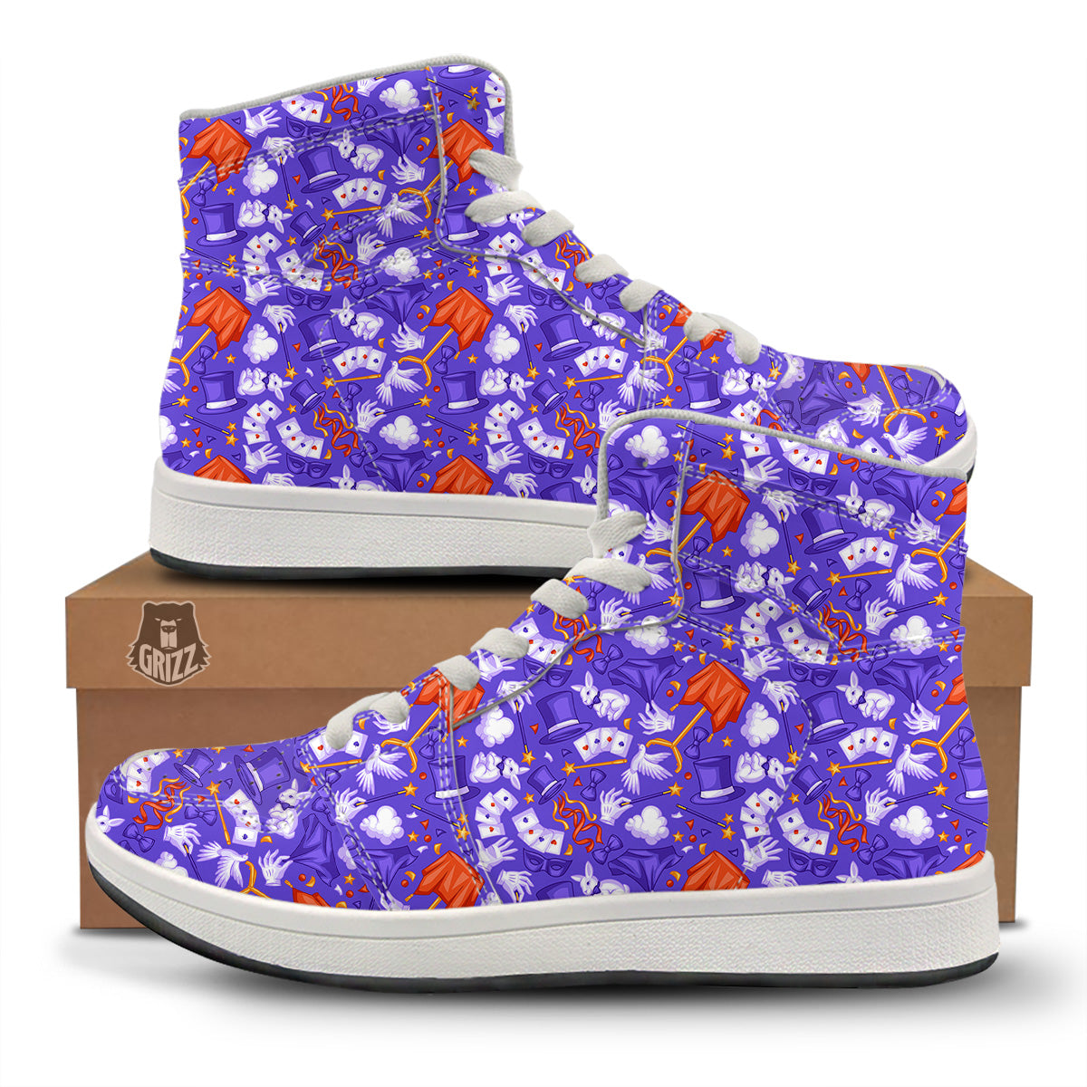 Magician Purple Show Print Pattern High Top Sneakers-grizzshop