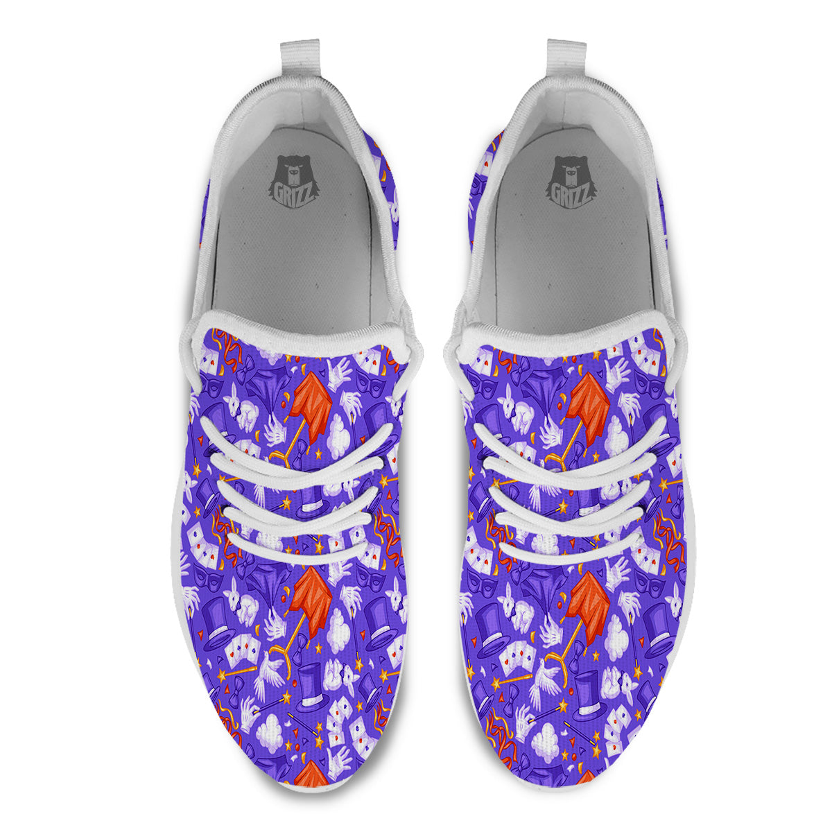 Magician Purple Show Print Pattern White Athletic Shoes-grizzshop