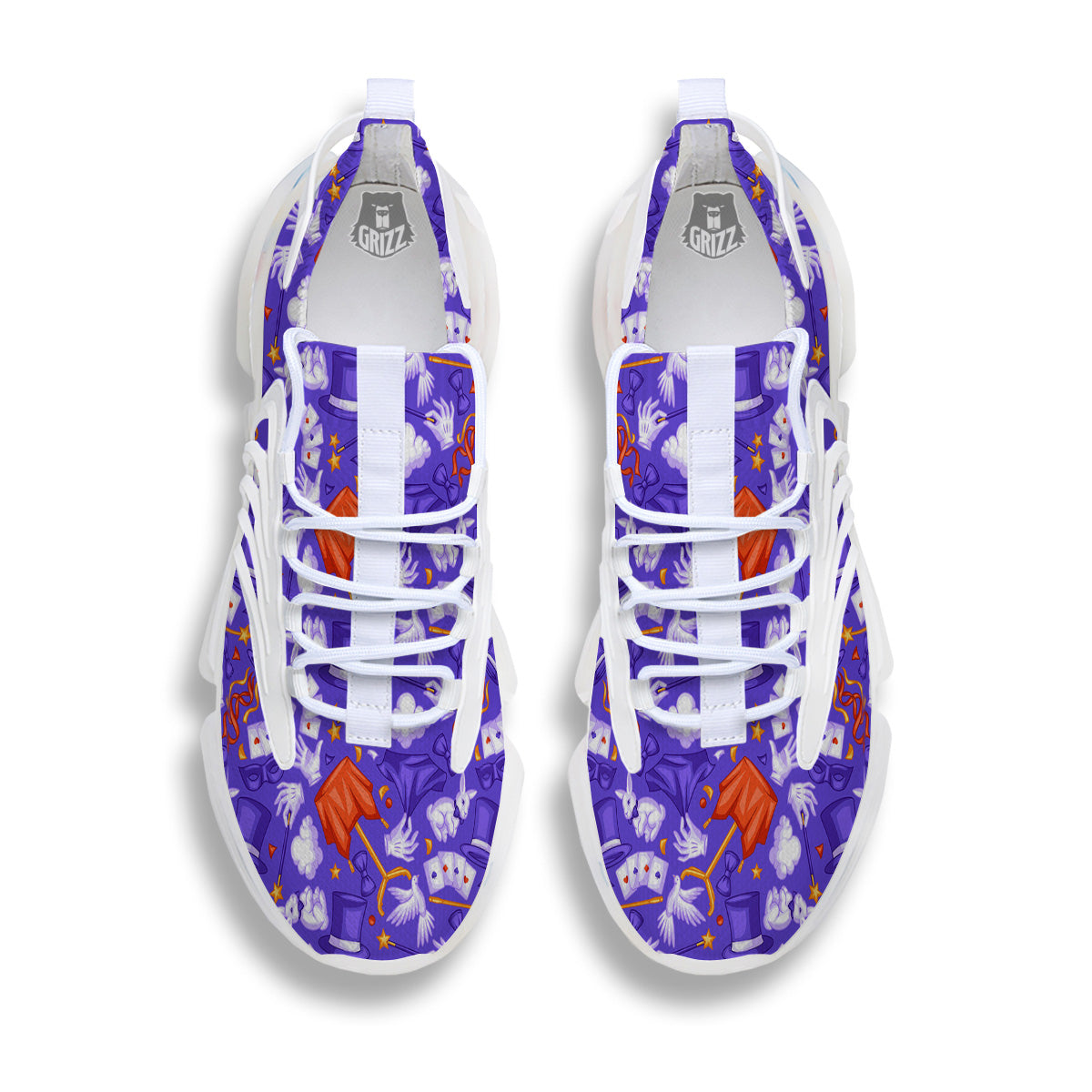 Magician Purple Show Print Pattern White Gym Shoes-grizzshop