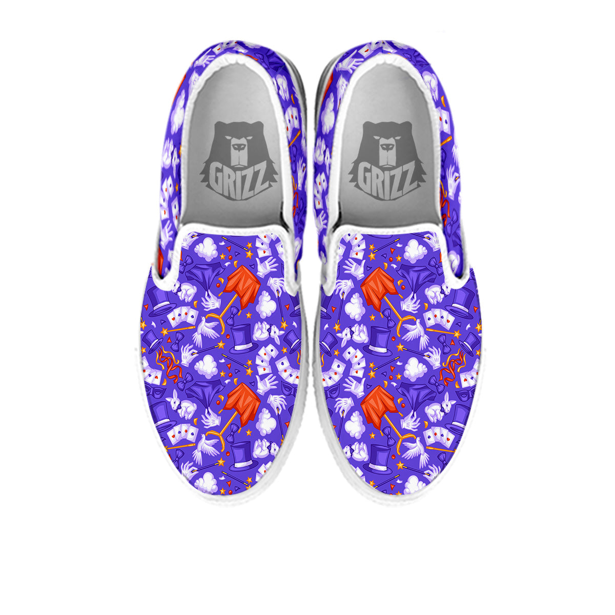 Magician Purple Show Print Pattern White Slip On Shoes-grizzshop