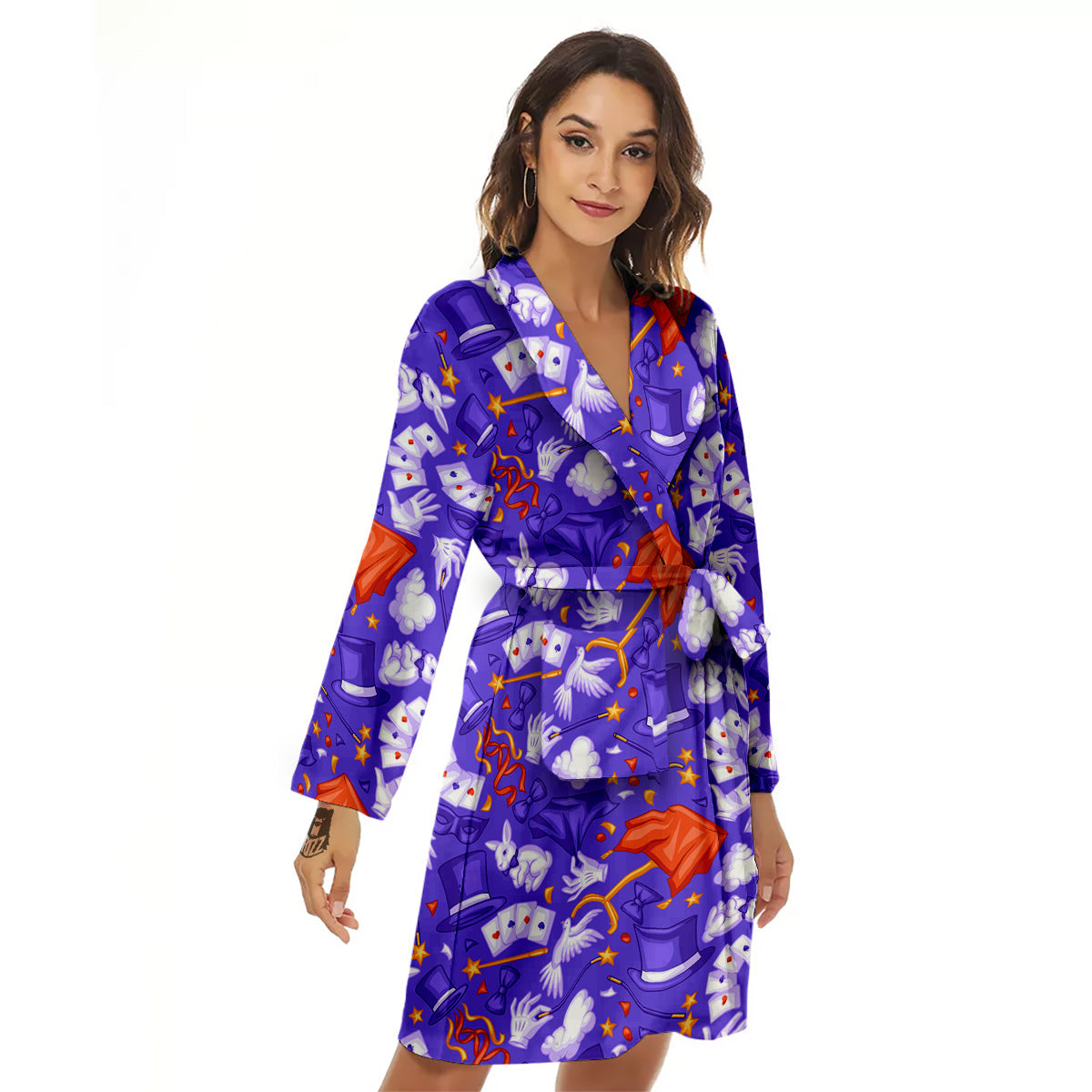 Magician Purple Show Print Pattern Women's Robe-grizzshop