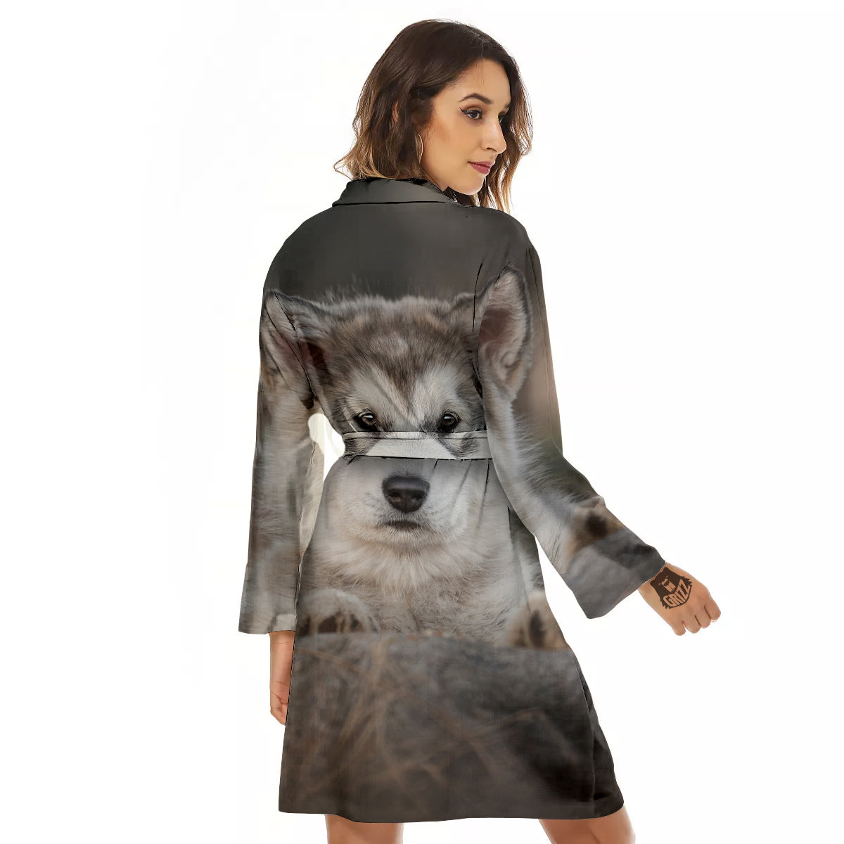Malamute Alaskan Cute Print Women's Robe-grizzshop
