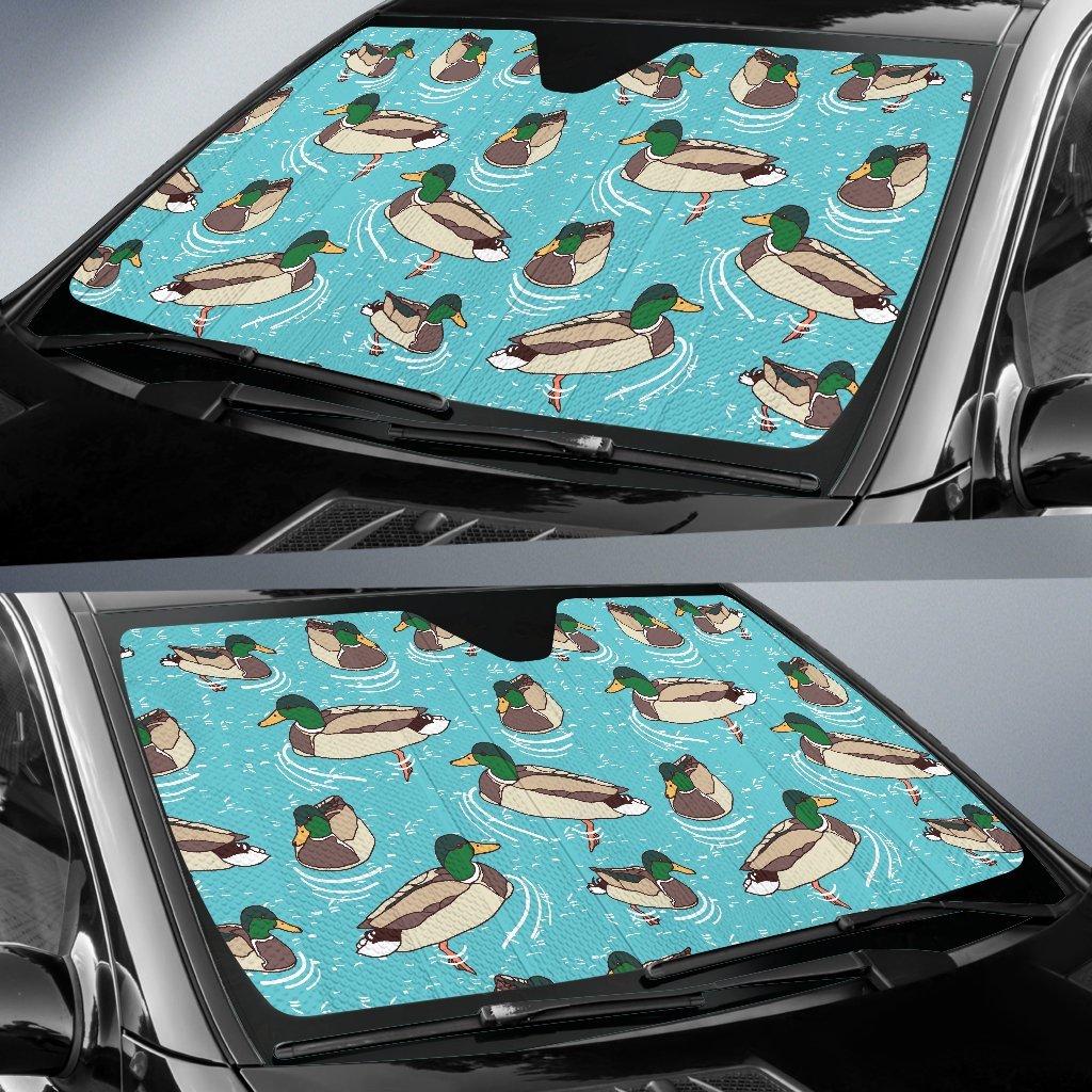Mallard Duck Pattern Print Car Sun Shade-grizzshop