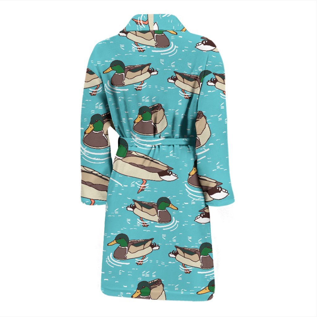 Mallard Duck Pattern Print Men Long Robe-grizzshop